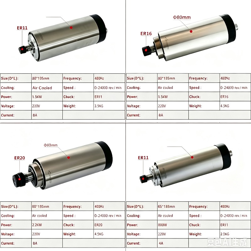 طقم محرك مغزل CNC مبرد بالهواء - مراجعة Er20 Collet Chuck Spindle Motor 220V وسعره